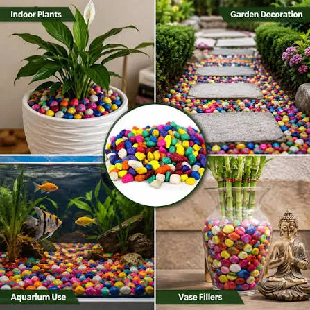 Decorative Colour Pebbles for Pots & Garden – Multicolor Stones (Per Kg)